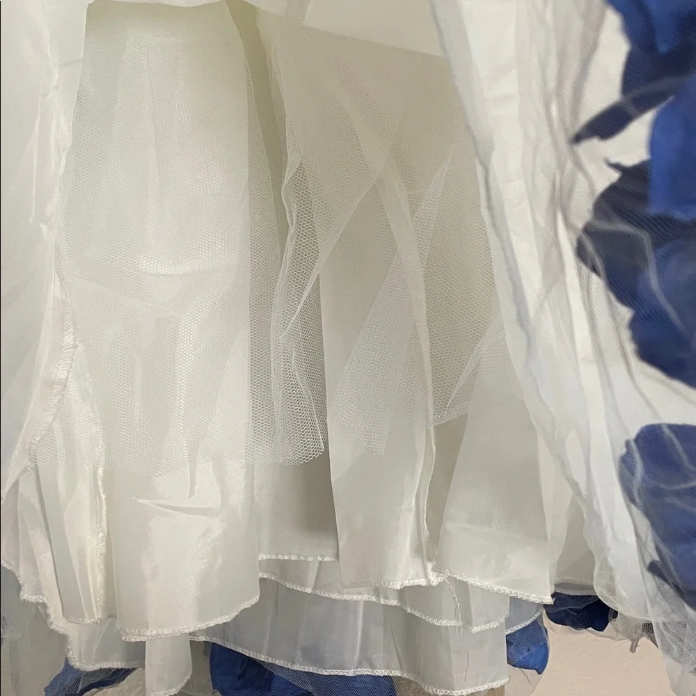 💙 Satin Tulle Easter/Special occasion dress w blue flowers Flowy Cuteness SZ 4